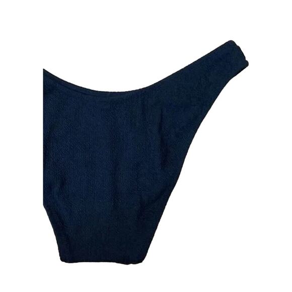 NWT J.Crew Textured Curved Waist Cheeky Bikini Bottom High Cut Leg S Navy Blue - Picture 9 of 15